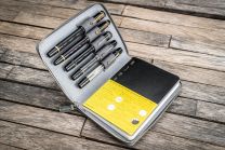 GALEN LEATHER ZIPPERED 5 SLOTS PEN CASE - CRAZY HORSE SMOKY