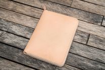 GALEN LEATHER ZIPPERED 5 SLOTS PEN CASE - UNDYED LEATHER