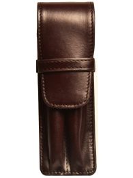 Aston Leather Two Pen Brown Leather Case