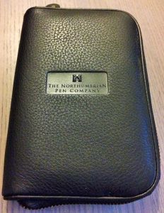 3 Pen Zippered Leather Pen Case (Classic Black)