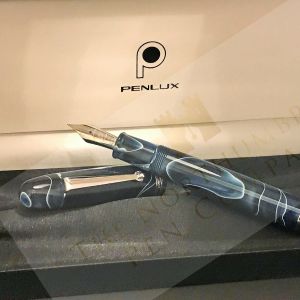 Penlux Masterpiece Grande Blue Swirl Fountain Pen (f)