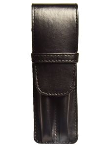 Aston Leather Two Pen Black Leather Case