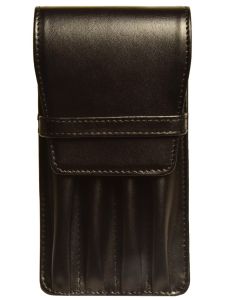 Aston Leather Four Pen Black Leather Case