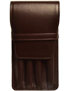 Aston Leather Four Pen Brown Leather Case