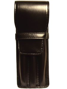 Aston Leather Three Pen Black Leather Case