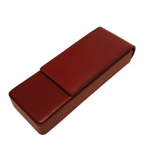 Orom Burgundy Square Leather 3 Pen Case