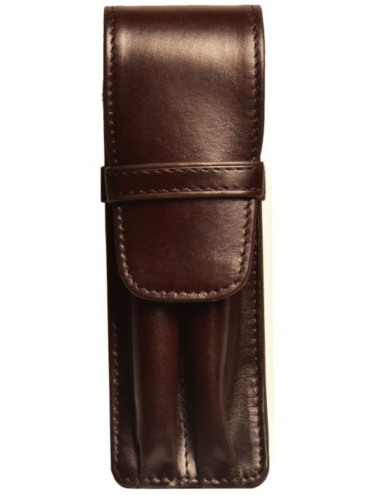 Aston Leather Two Pen Brown Leather Case